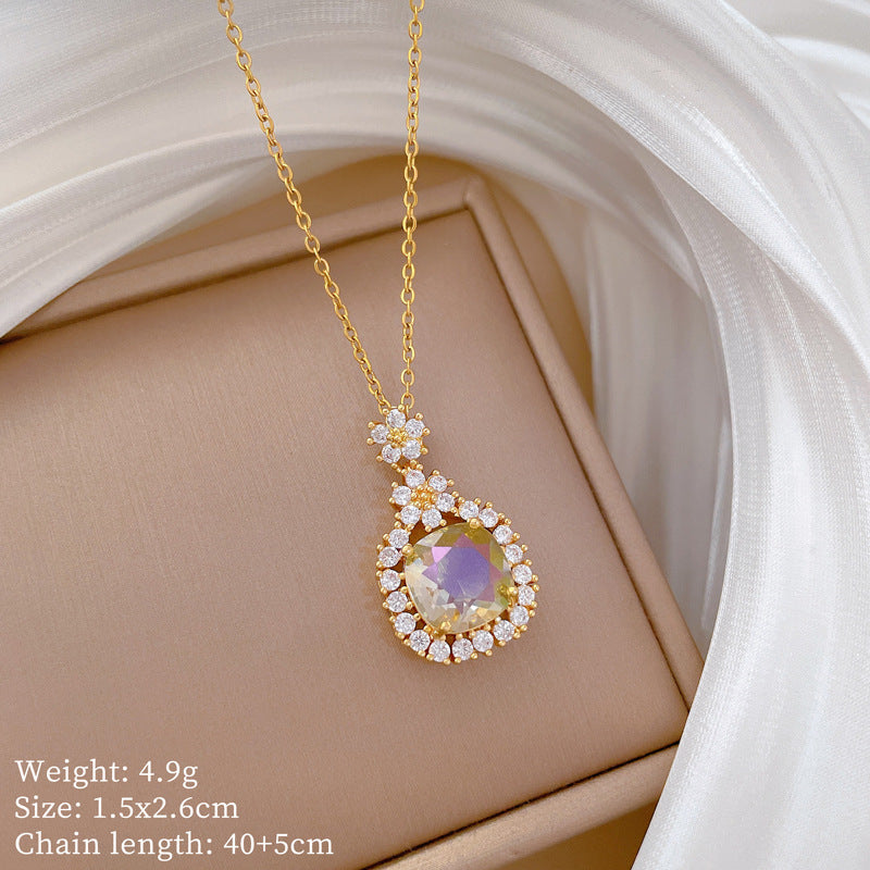 【】 Multi-element style copper micro-inlaid combination women's exquisite chain