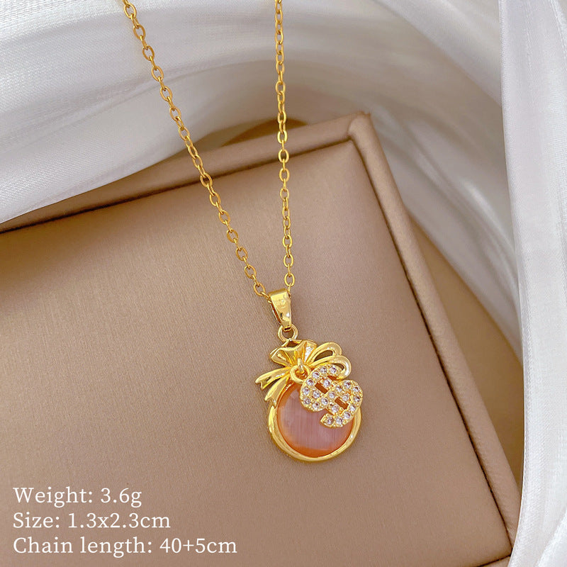 【】 Multi-element style copper micro-inlaid combination women's exquisite chain