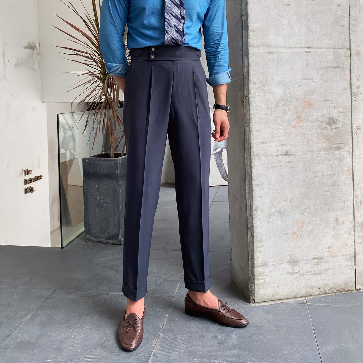 IBEX Men’s High-Waisted Straight-Leg Trousers
