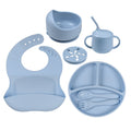 Children's complementary food silicone plates, bowls, forks, spoons, bibs, five-piece tableware, durable plate style