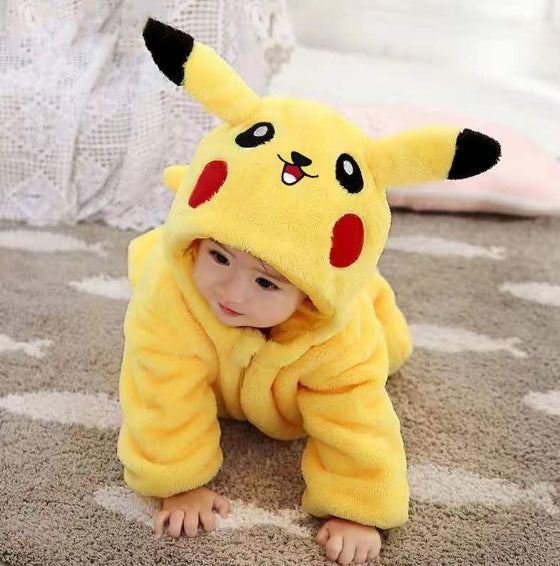 Children's and babies' one-piece suits, home crawling clothes, thickened spring and autumn clothes, warm clothes for babies going out, cute and super adorable cartoon