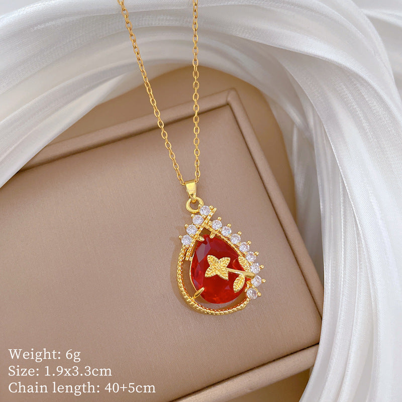 【】 Multi-element style copper micro-inlaid combination women's exquisite chain