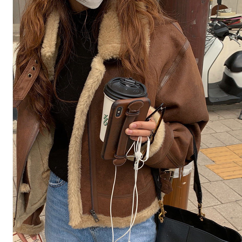 Women’s Cozy Faux Leather Jacket