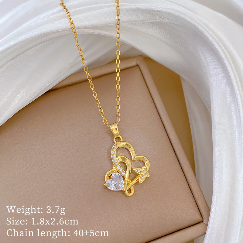 【】 Multi-element style copper micro-inlaid combination women's exquisite chain