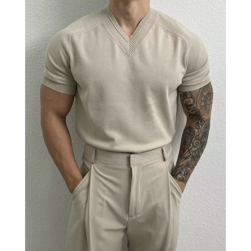 V-Neck Knit Tee
