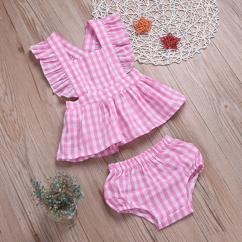 Baby Girl Pink Striped Sleeveless Top & Bloomers Set