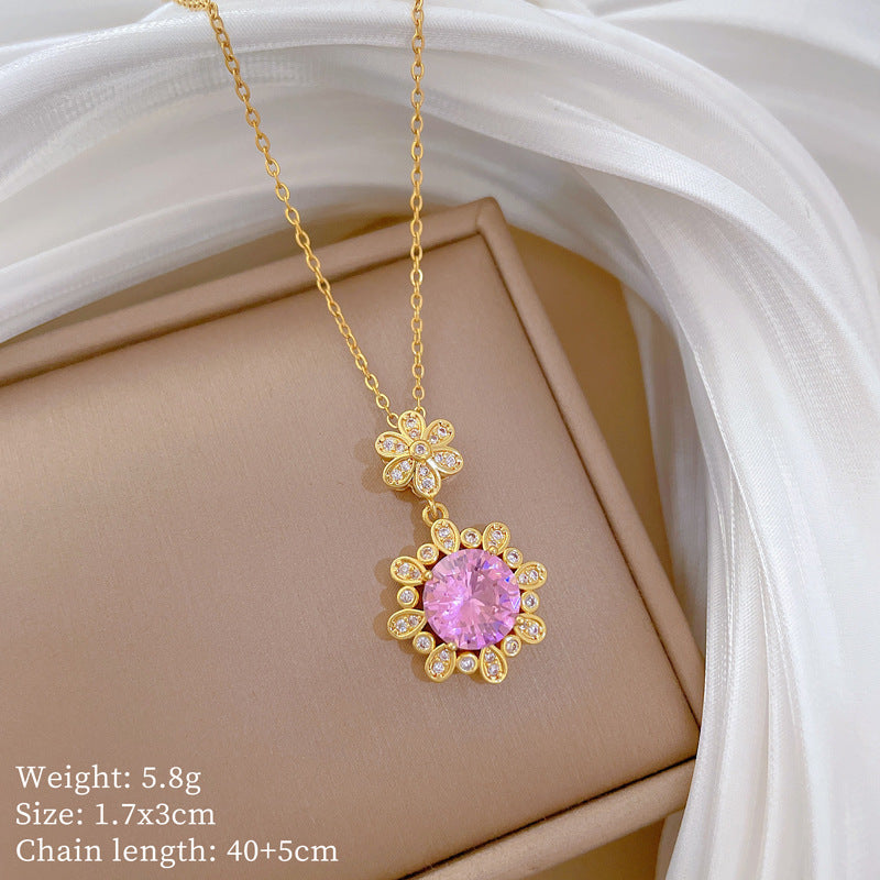 【】 Multi-element style copper micro-inlaid combination women's exquisite chain