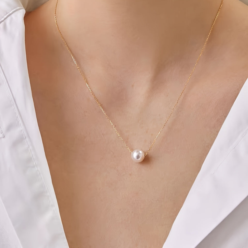 Elegant 18K Gold-Plated Pearl Necklace