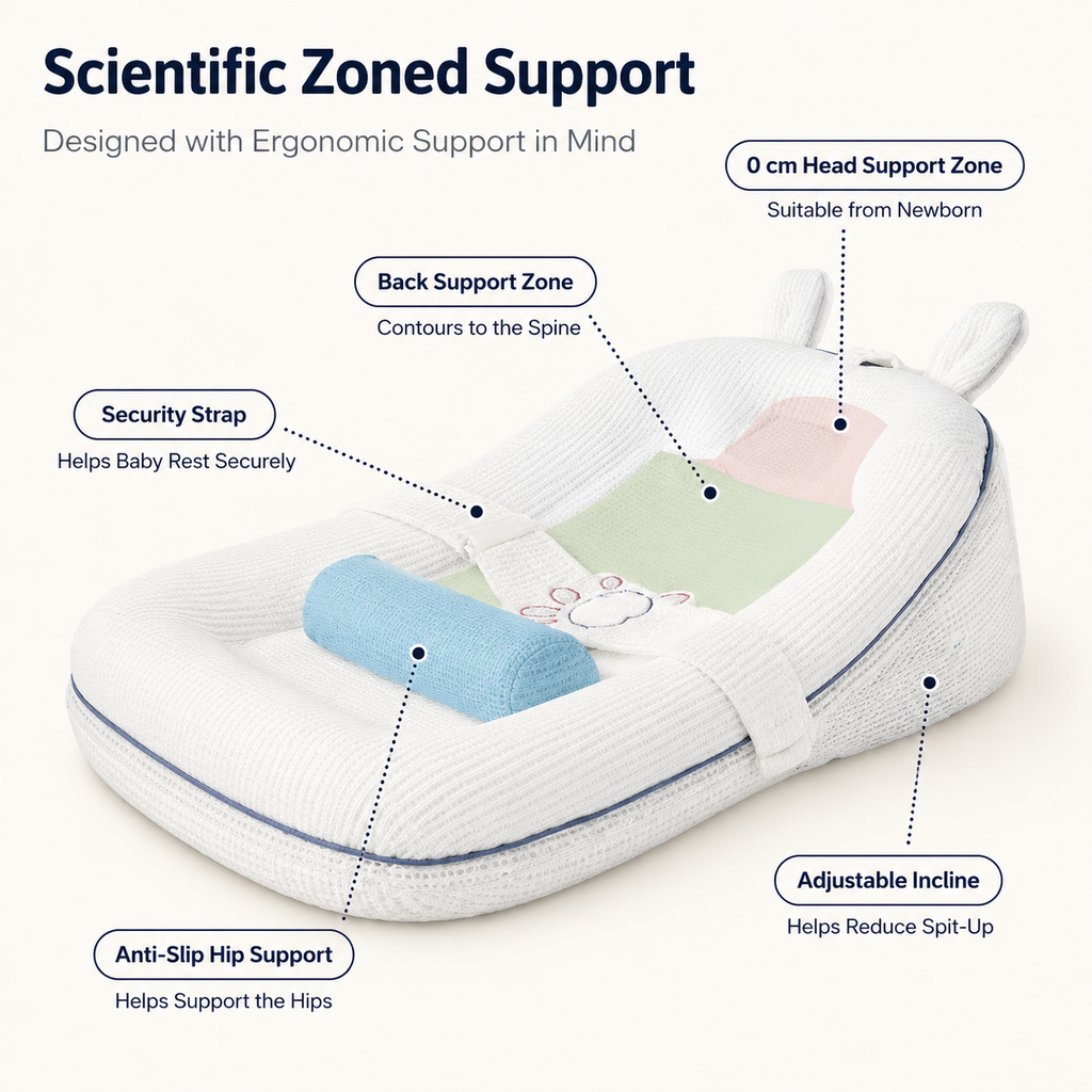 Baby anti-spitting slope pillow, newborn anti-overflow and choking milk bed, middle bed, baby shaping and soothing lying milk feeding wonder