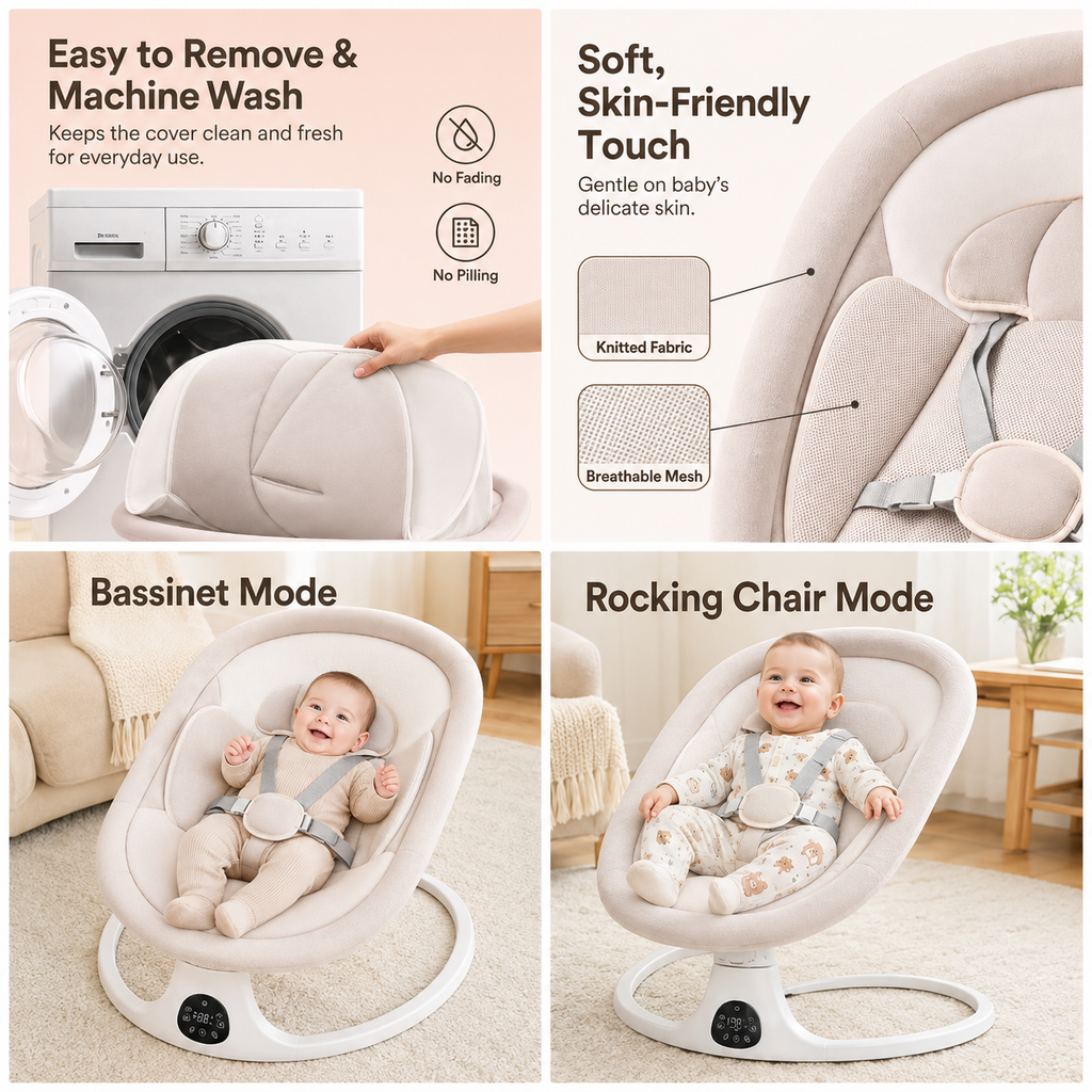 Baby rocker and recliner are multi-functional