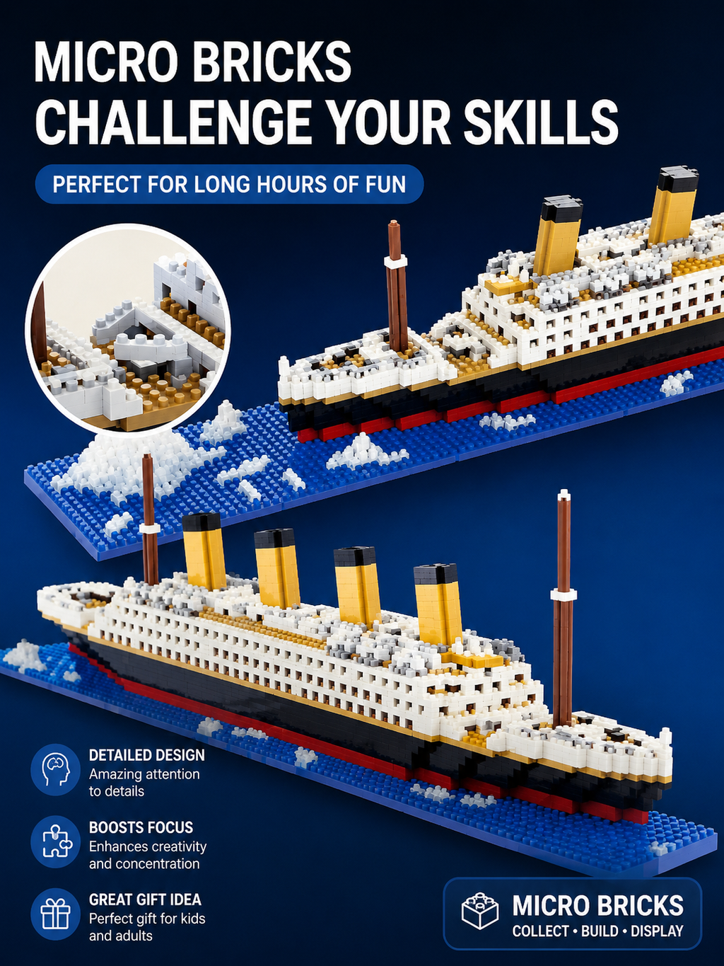 Titanic LED Micro Building Blocks Model