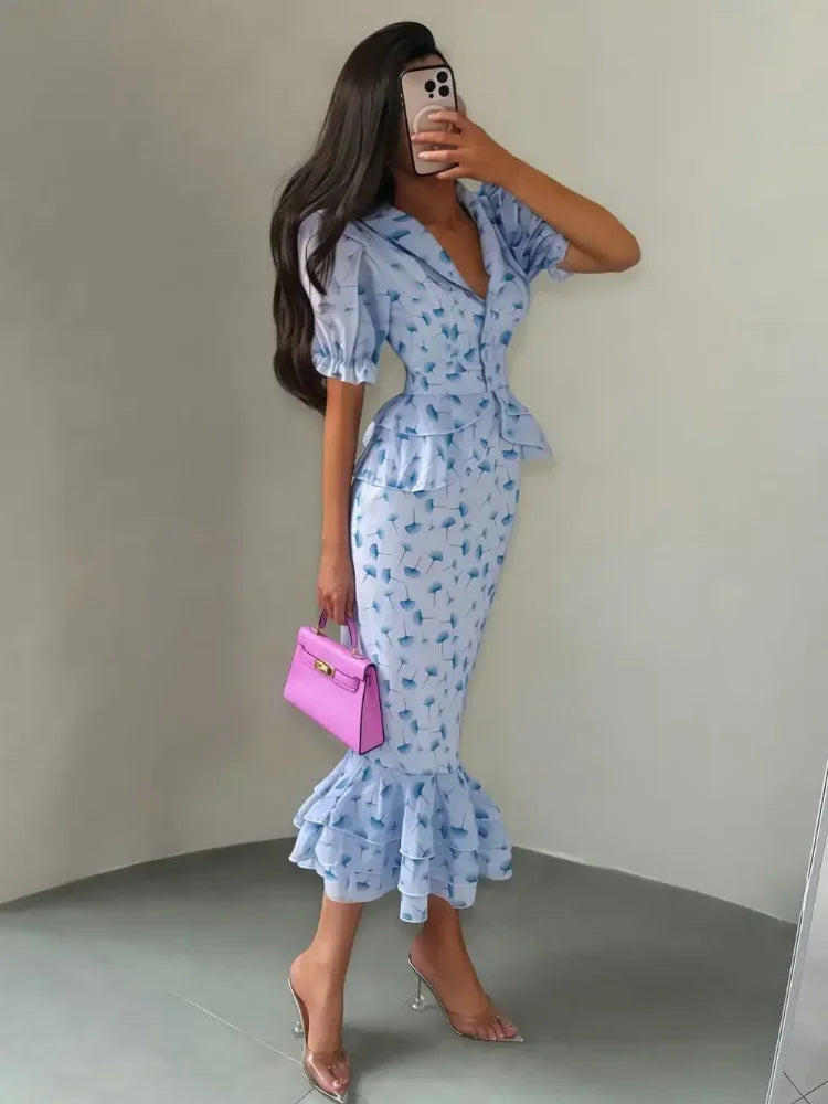 Elegant V-Neck Midi Dress