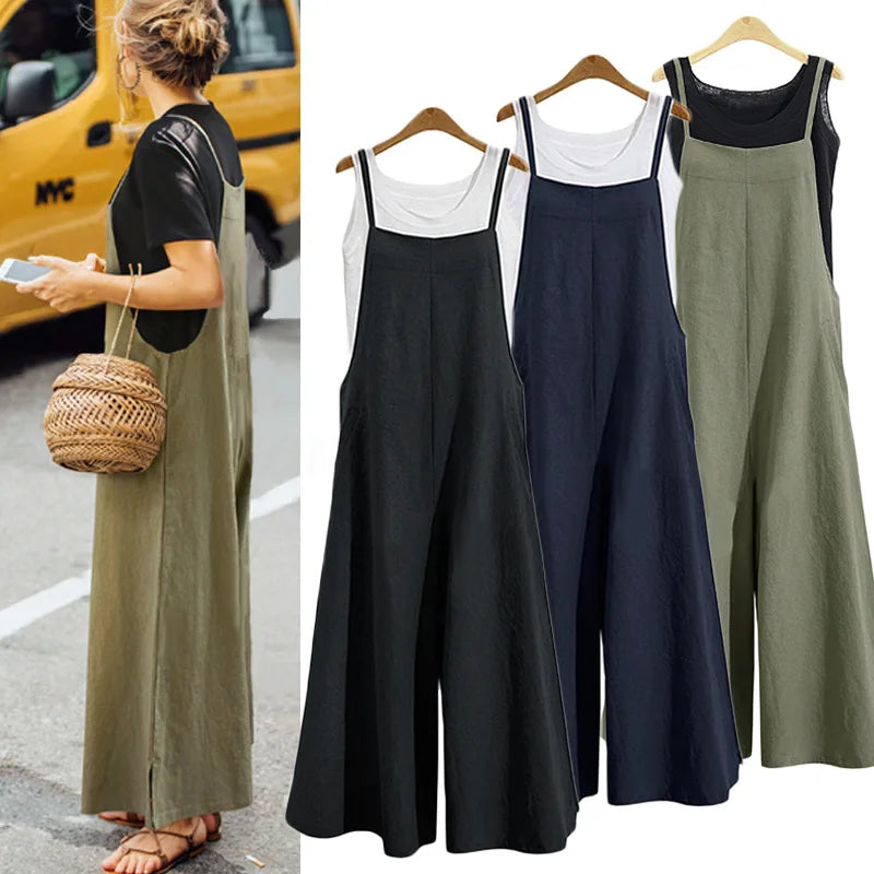 Women's Wide Leg Overalls – Casual Fit
