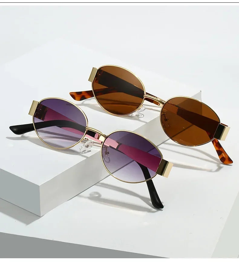 Luxury Metal Oval Sunglasses for Men & Women | Unisex UV400