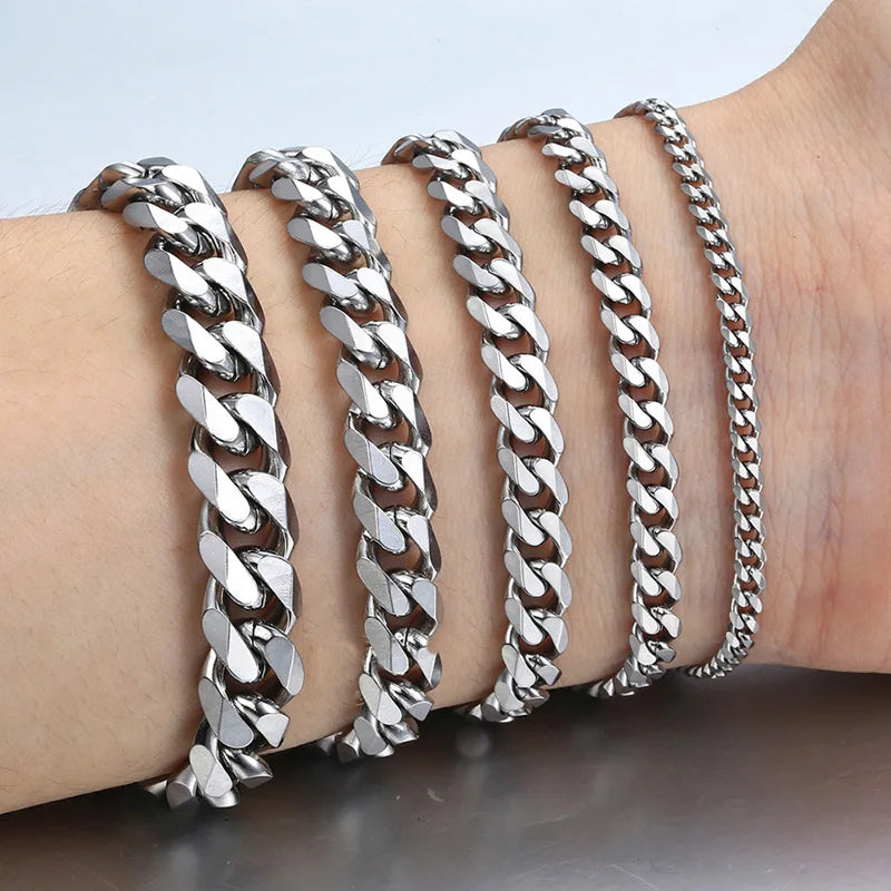 Classic Stainless Steel Cuban Chain Bracelet