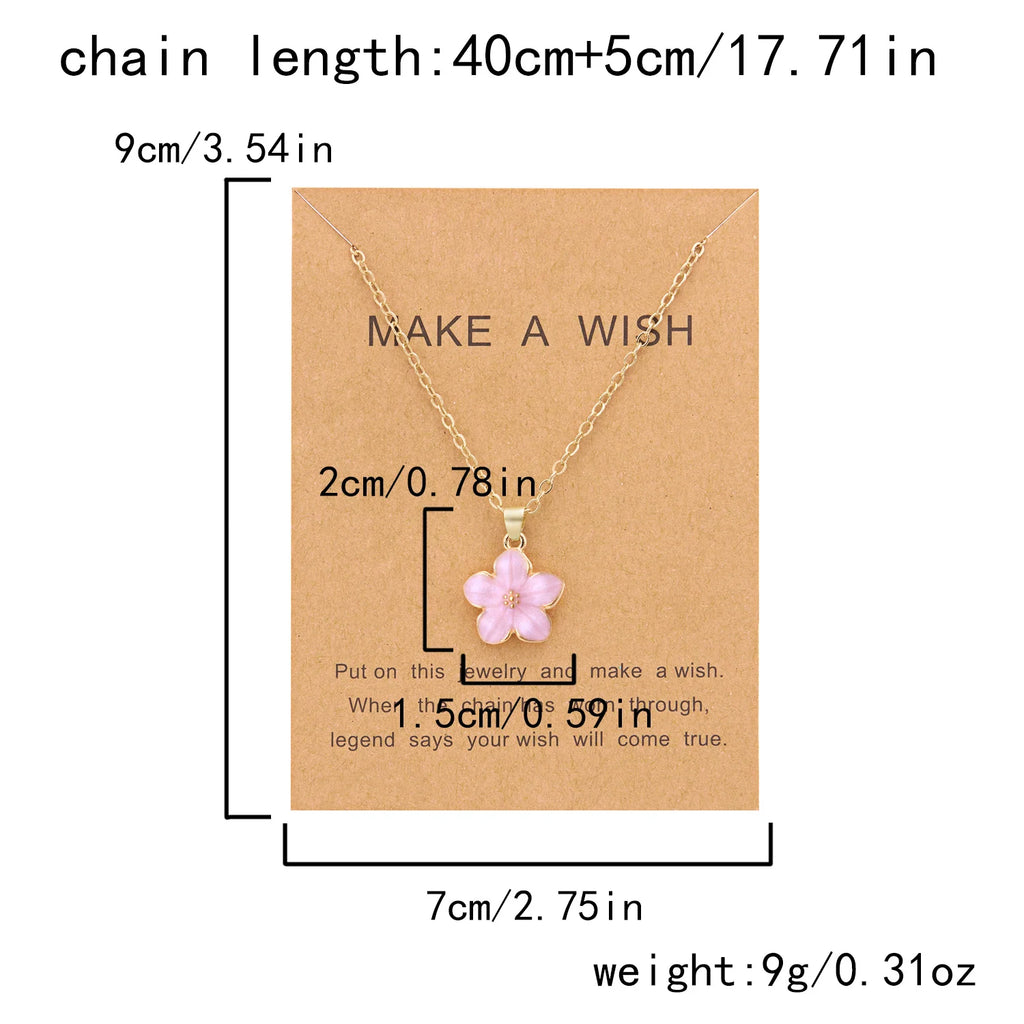 Cherry Blossom Flower Pendant Necklace
