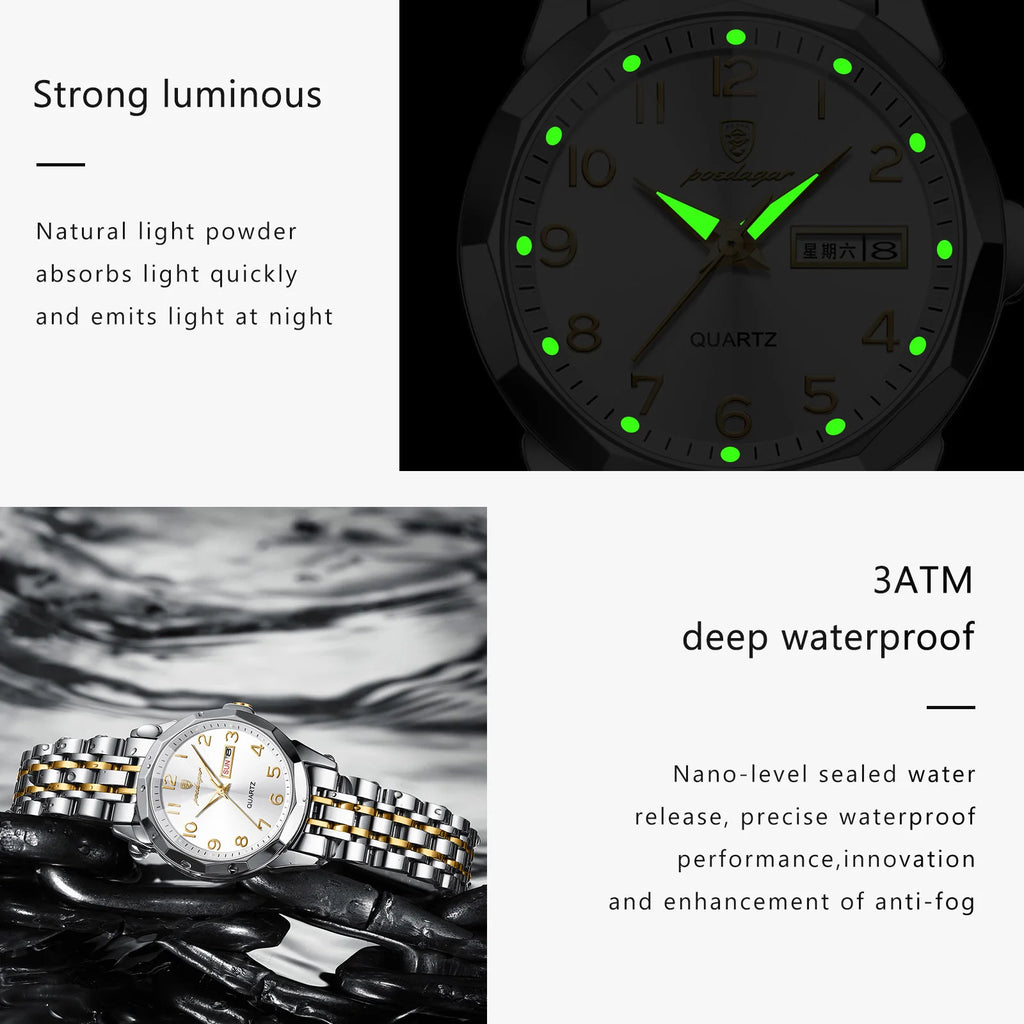 POEDAGAR Luxury Women's Waterproof Quartz Watch | Luminous Stainless Steel Wristwatch