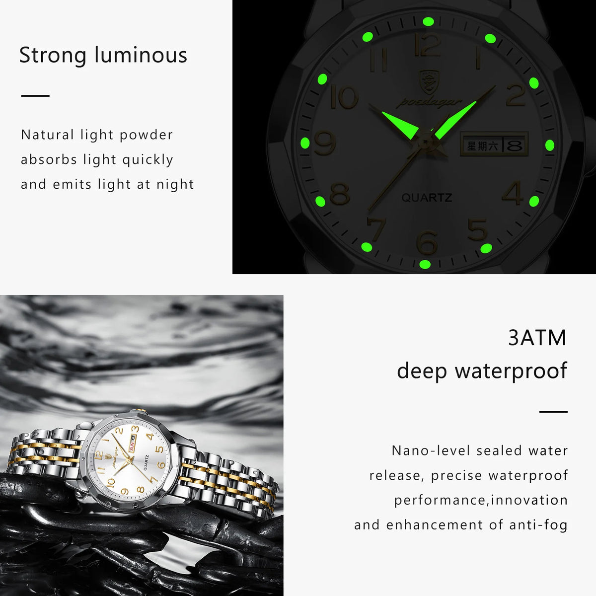 POEDAGAR Luxury Women's Waterproof Quartz Watch | Luminous Stainless Steel Wristwatch