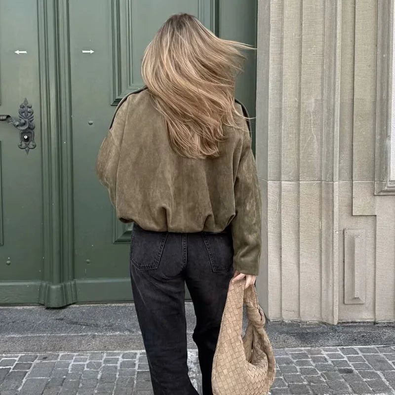 Women's Bomber Jacket – Casual Zip-Up Coat