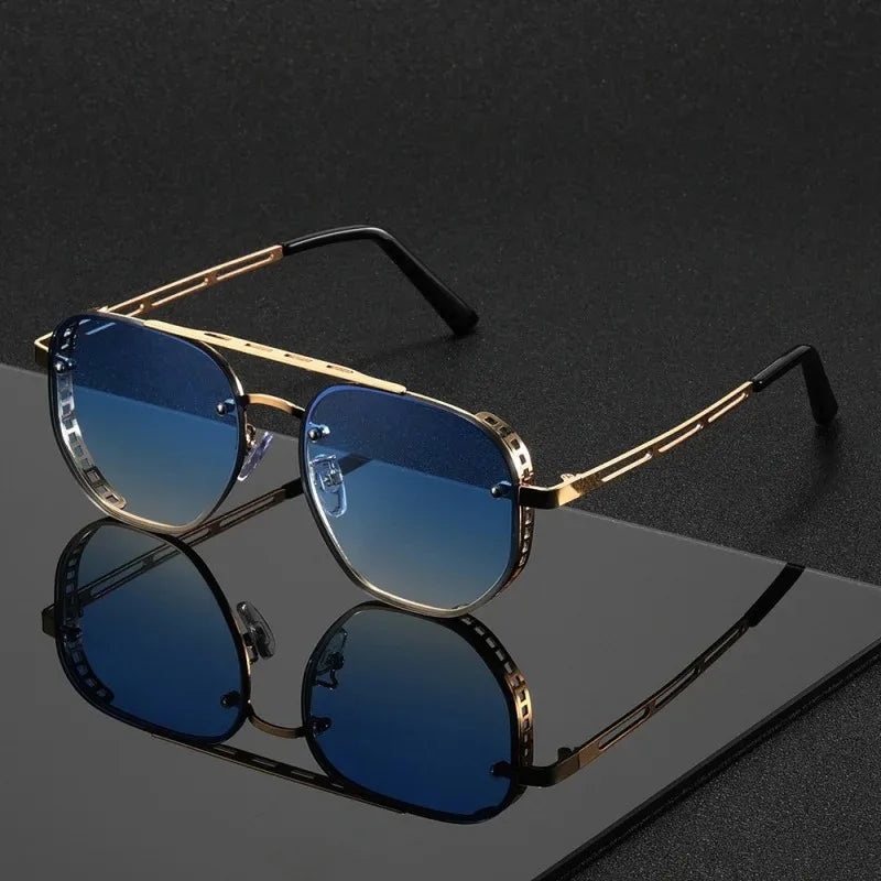 Luxe Double-Beam Metal Sunglasses