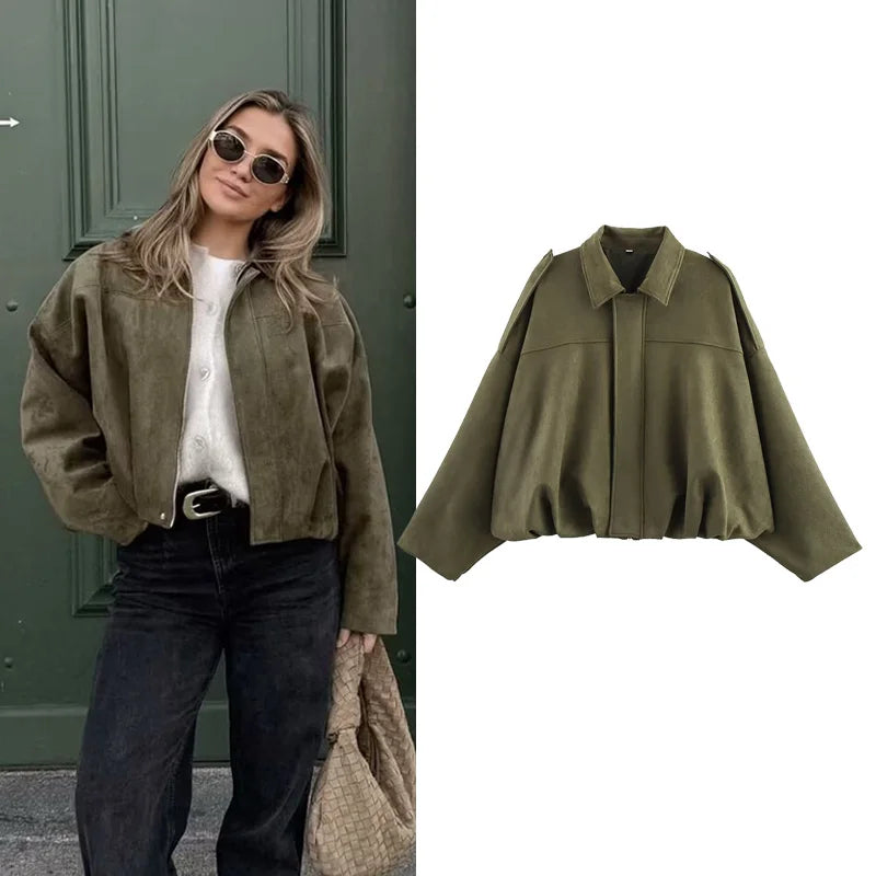 Women's Bomber Jacket – Casual Zip-Up Coat