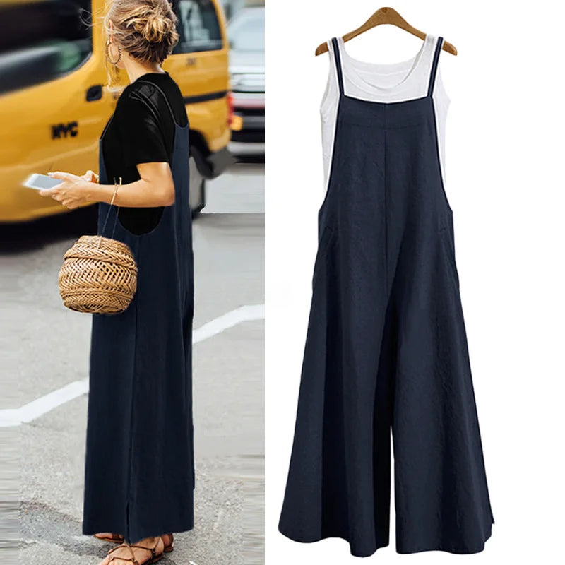 Women's Wide Leg Overalls – Casual Fit