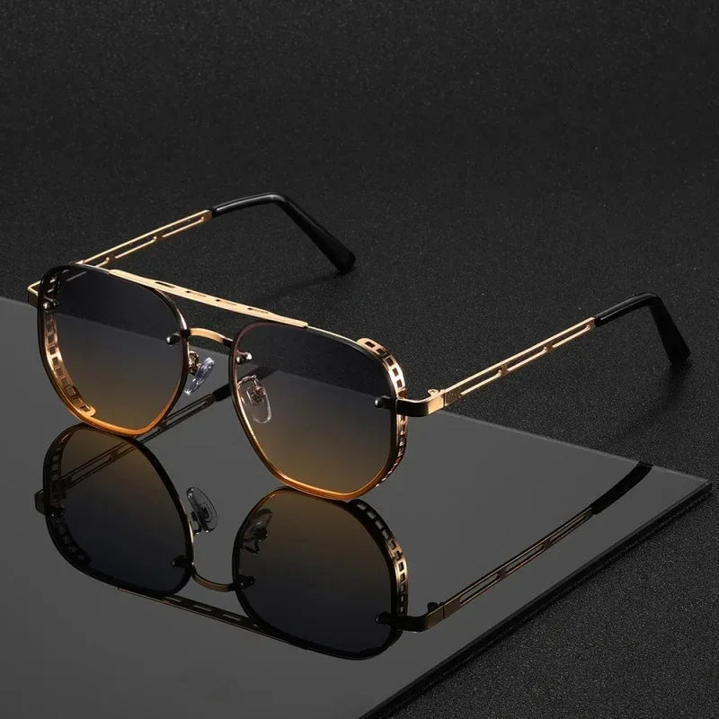 Luxe Double-Beam Metal Sunglasses