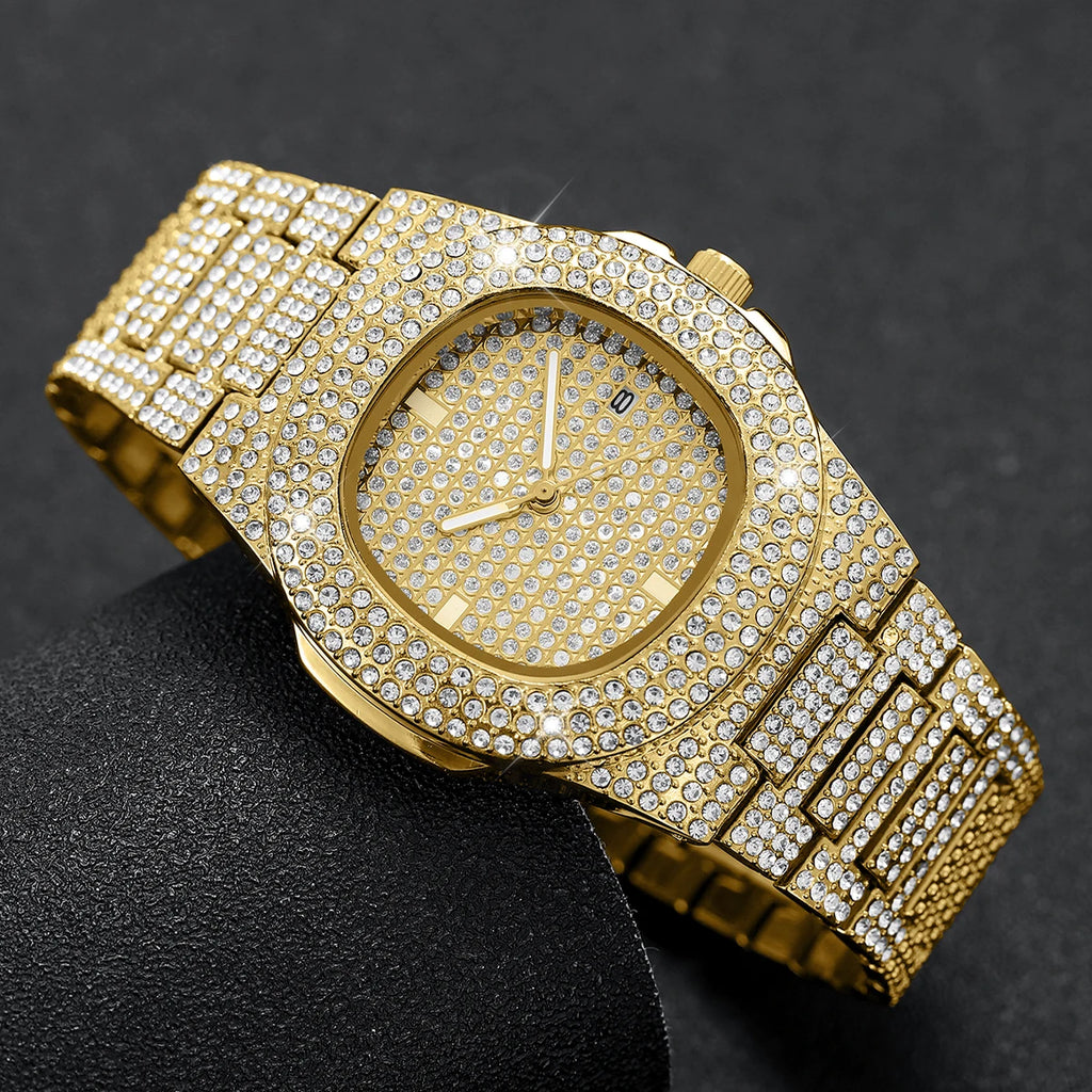 Luxury Diamond Stainless Steel Watch for Men