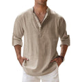 Men's Cotton Linen Henley Shirt – Long Sleeve