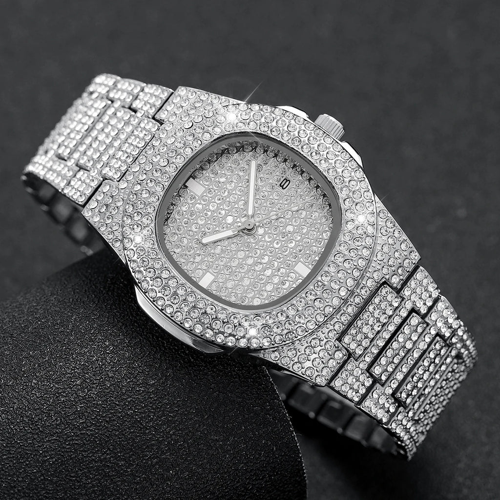 Luxury Diamond Stainless Steel Watch for Men
