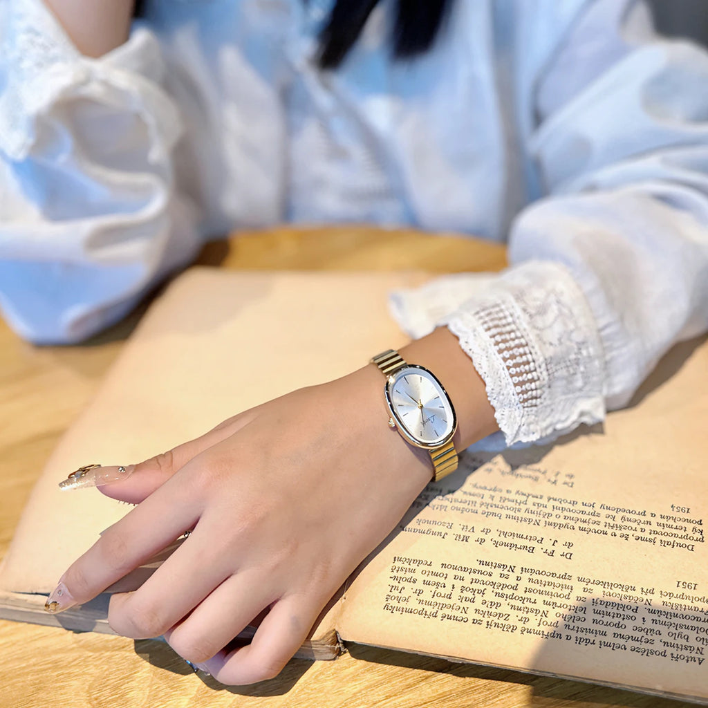 Luxury Gold Women's Bracelet Watch | Elegant Oval Quartz Wristwatch