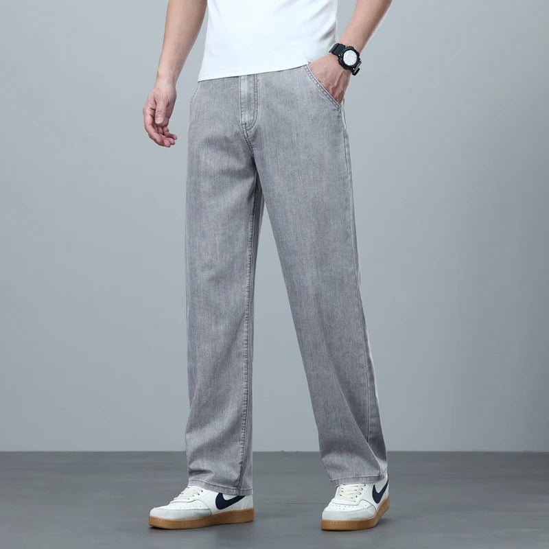 Men's Loose Straight Jeans – Casual Wide Leg Denim Pants