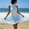 Women's Floral Lace Mini Dress – Halter Neck