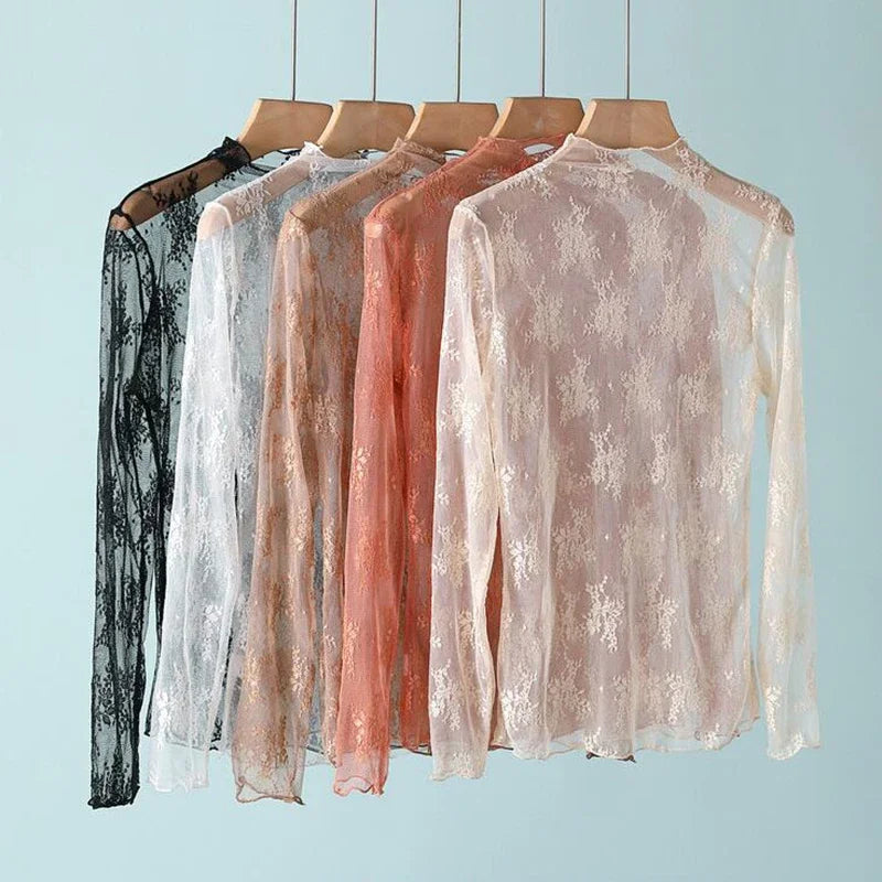 Women's Floral Lace Long Sleeve Top