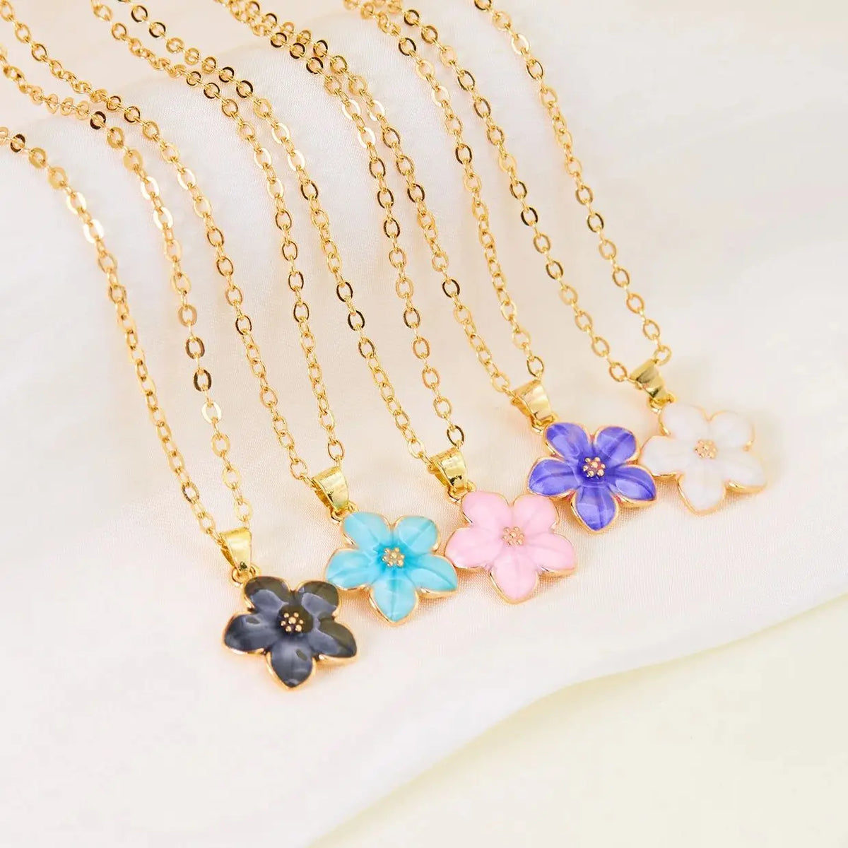 Cherry Blossom Flower Pendant Necklace