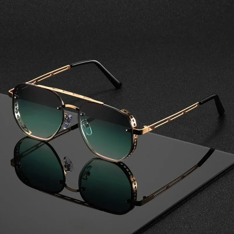 Luxe Double-Beam Metal Sunglasses