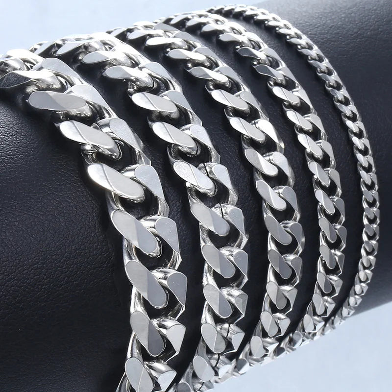 Classic Stainless Steel Cuban Chain Bracelet