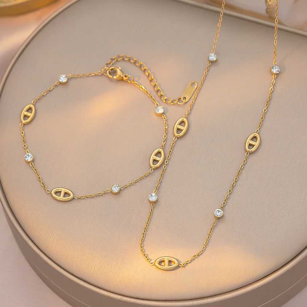 Elegant Stainless Steel Necklace & Bracelet Set