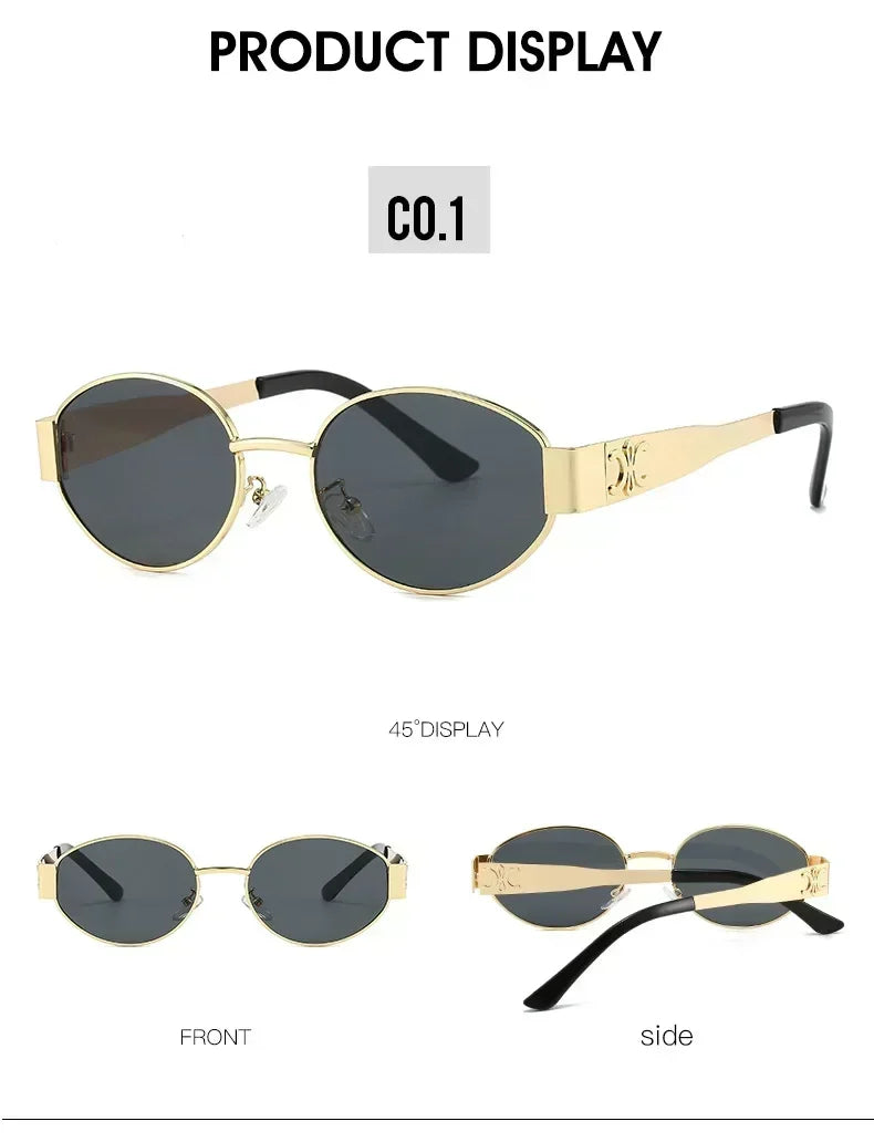 Luxe Oval Metal Sunglasses