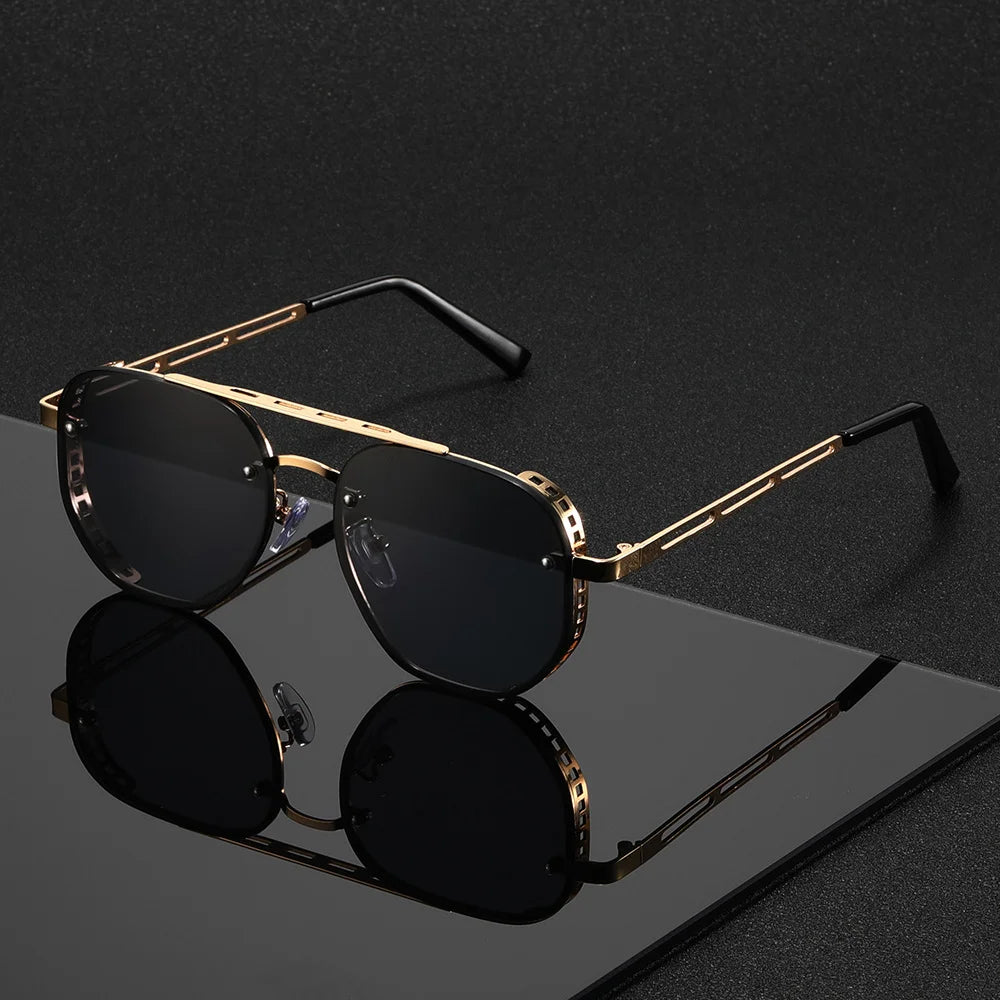 Luxe Double-Beam Metal Sunglasses