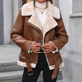 Fitaylor Winter Women Faux Fur Leather Jacket Casual Lady Thick Warm Leather Coat High Street Motorcycle Outwear