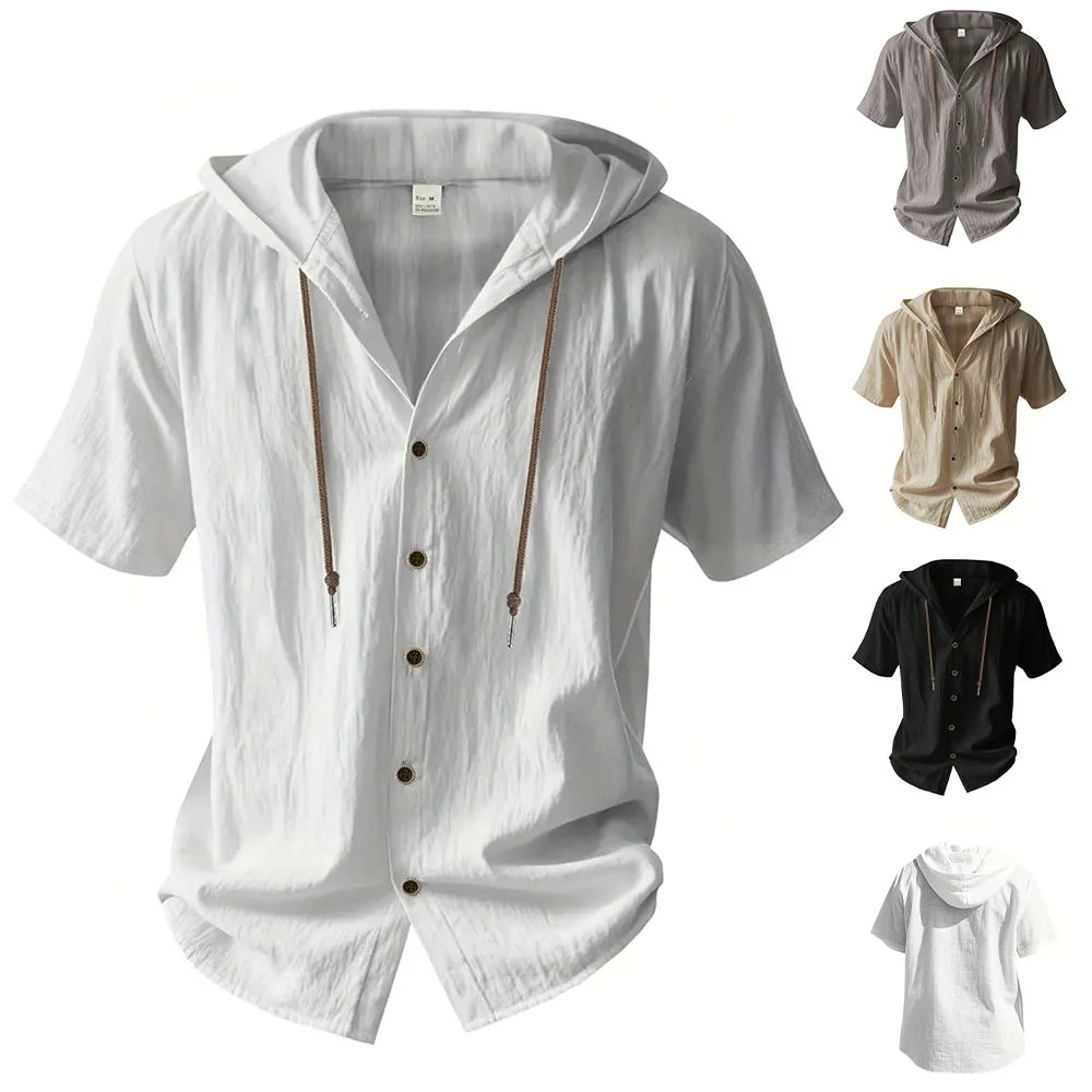 Men's Cotton Linen Short Sleeve Shirt