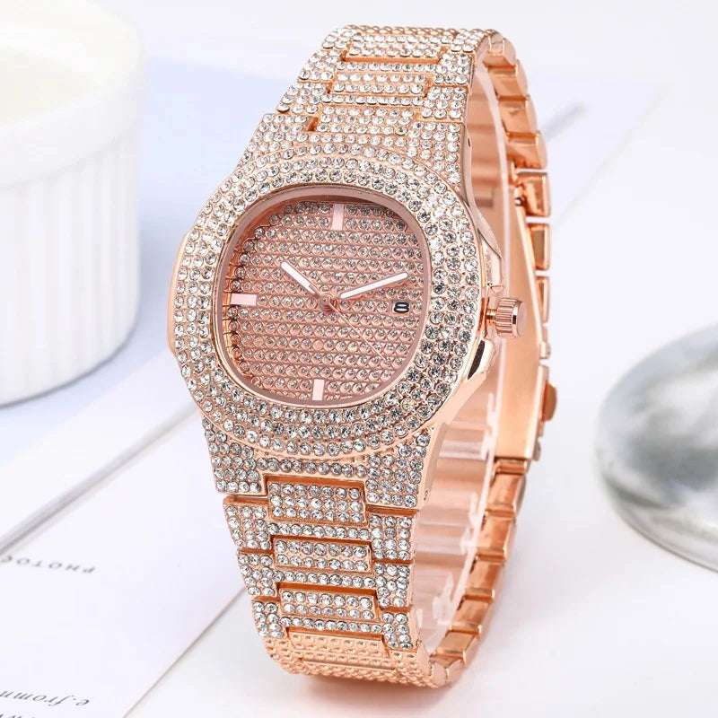 Luxury Diamond Stainless Steel Watch for Men
