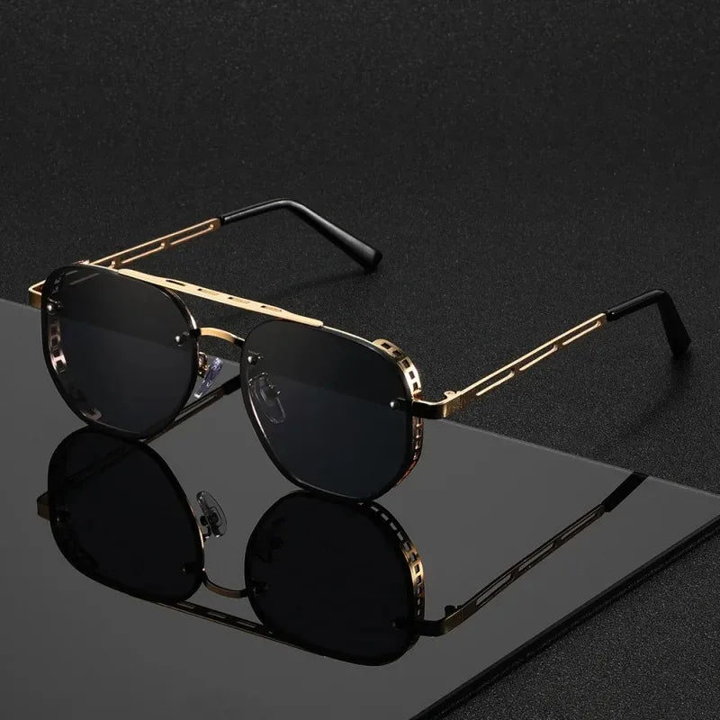Luxe Double-Beam Metal Sunglasses