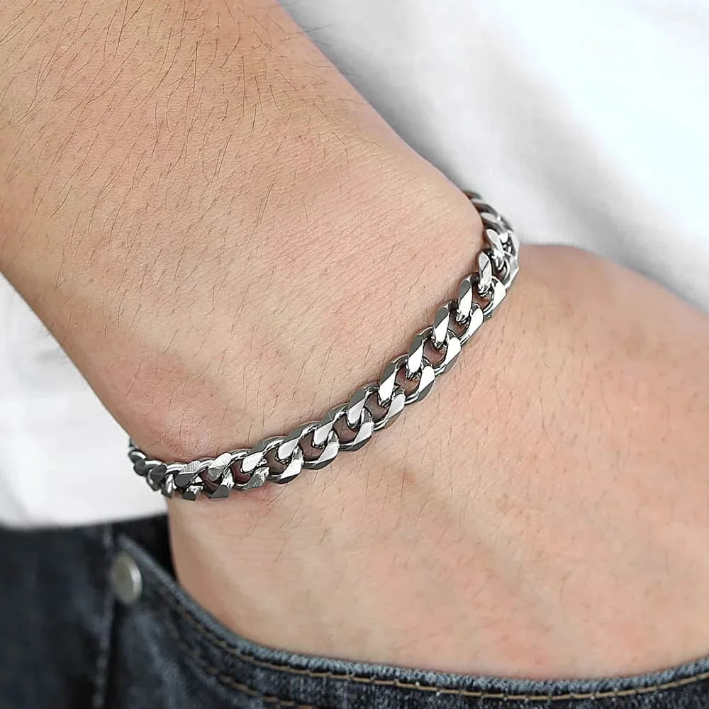 Classic Stainless Steel Cuban Chain Bracelet