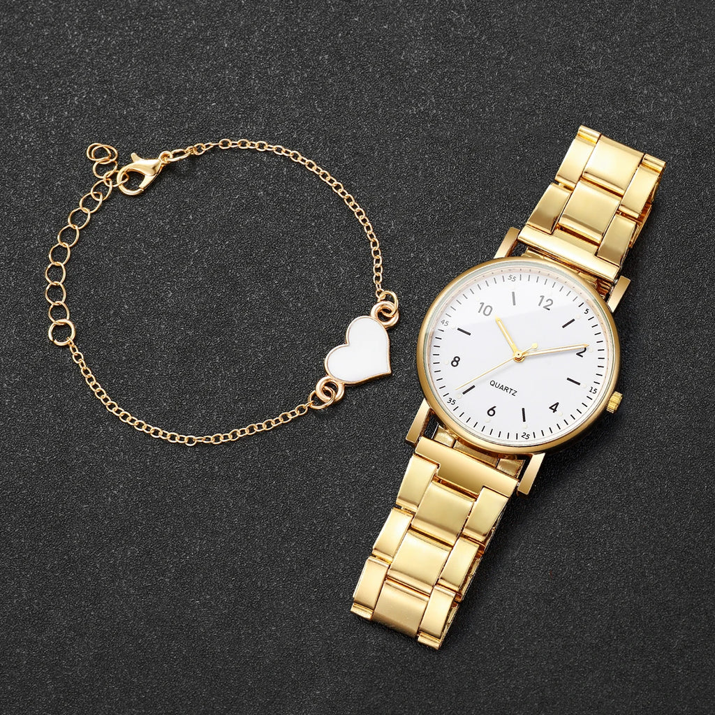 Luxury Women's Arabic Dial Watch & Bracelet Set | Elegant Quartz Wristwatch Gift (2/4 PCS)