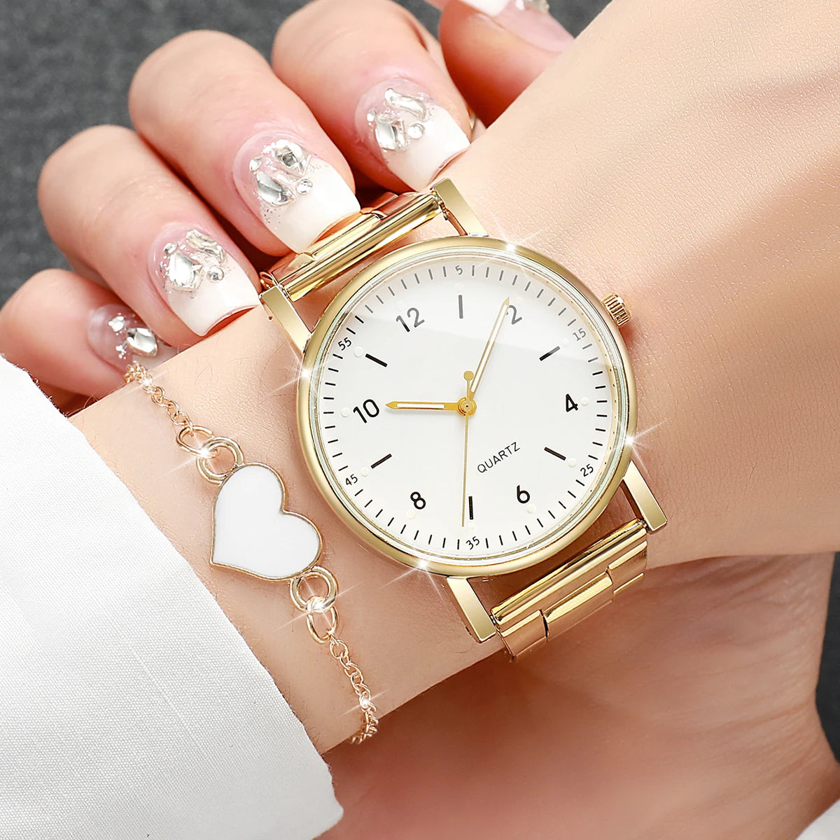 Luxury Women's Arabic Dial Watch & Bracelet Set | Elegant Quartz Wristwatch Gift (2/4 PCS)
