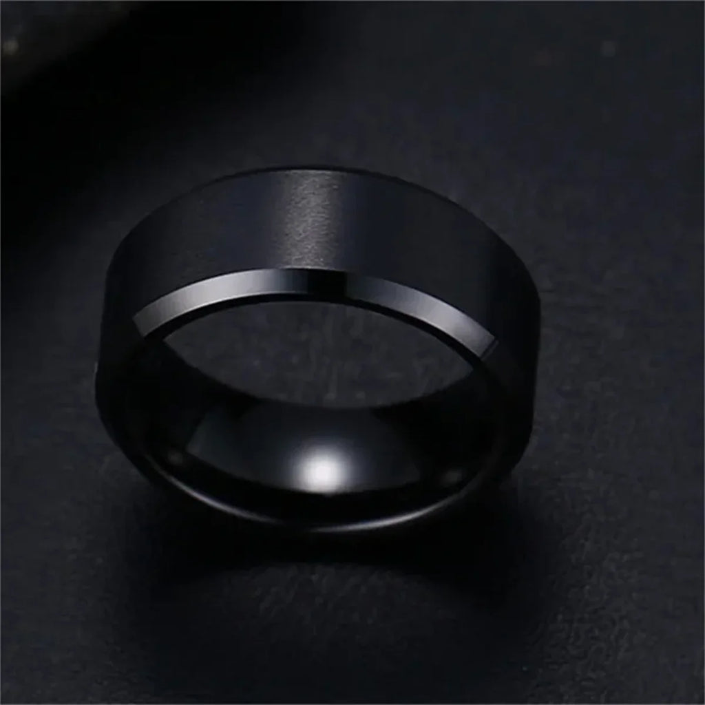 Black Stainless Steel Ring for Men & Women | Minimalist Wedding Band
