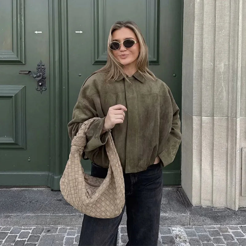 Women's Bomber Jacket – Casual Zip-Up Coat