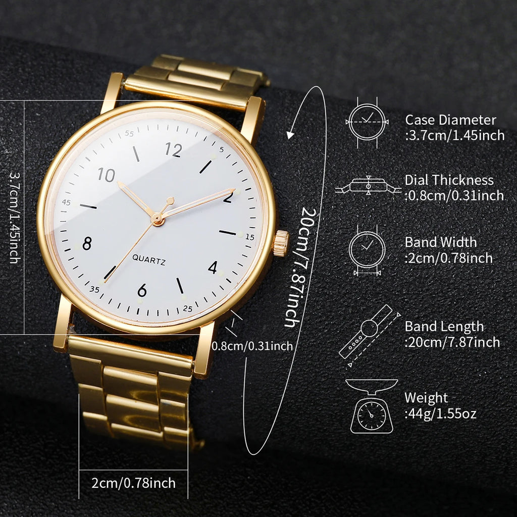 Luxury Women's Arabic Dial Watch & Bracelet Set | Elegant Quartz Wristwatch Gift (2/4 PCS)